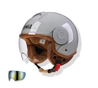 Frcychri 3/4 Demi-Casque Ouvert, Casque Jet Moto Vintage avec Visière, Homologué ECE, Moto Cruiser, Cruiser Chopper Scooter Crash Jet Demi-Coque Casque pour Homme Femme D,2X-Large
