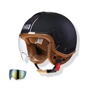 Frcychri 3/4 Demi-Casque Ouvert, Casque Jet Moto Vintage avec Visière, Homologué ECE, Moto Cruiser, Cruiser Chopper Scooter Crash Jet Demi-Coque Casque pour Homme Femme E,2X-Large