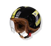 Frcychri 3/4 Demi-Casque Ouvert, Casque Jet Moto Vintage avec Visière, Homologué ECE, Moto Cruiser, Cruiser Chopper Scooter Crash Jet Demi-Coque Casque pour Homme Femme L,2X-Large