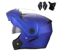 Frcychri Adulte Modulable Casque Moto, Respirant Et Confortable, Flip Up Casque Moto avec Double Visière, avec Gants Et Protection du Visage, Casque Anti-Collision, pour Hommes Et Femmes C,Medium