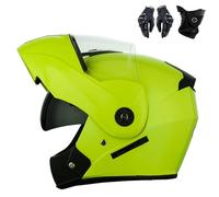 Frcychri Adulte Modulable Casque Moto, Respirant Et Confortable, Flip Up Casque Moto avec Double Visière, avec Gants Et Protection du Visage, Casque Anti-Collision, pour Hommes Et Femmes A,Medium