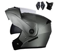 Frcychri Adulte Modulable Casque Moto, Respirant Et Confortable, Flip Up Casque Moto avec Double Visière, avec Gants Et Protection du Visage, Casque Anti-Collision, pour Hommes Et Femmes D,Large