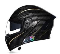 Frcychri Bluetooth Casque Moto Modulable ECE Homologué, Casque À Rabat avec Anti-Buée Double Visière, Ventilation Efficace, Casque Antichoc pour Hommes Femmes Scooter Cyclomoteur VTT C,X-Large