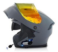 Frcychri Bluetooth Casques Modulables Moto, Approuvé Dot/ECE, Léger, avec Double Visière, Casque Moto Rabattable, avec Doublehaut-Parleur Intégré Microphone, Homme Femme Casque Scooter H,Medium