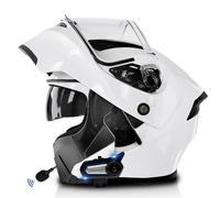 Frcychri Bluetooth Casques Modulables Moto, Approuvé Dot/ECE, Léger, avec Double Visière, Casque Moto Rabattable, avec Doublehaut-Parleur Intégré Microphone, Homme Femme Casque Scooter 4,Large