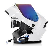 Frcychri Bluetooth Casques Modulables Moto, Approuvé Dot/ECE, Léger, avec Double Visière, Casque Moto Rabattable, avec Doublehaut-Parleur Intégré Microphone, Homme Femme Casque Scooter L,Medium