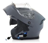 Frcychri Bluetooth Casques Modulables Moto, Approuvé Dot/ECE, Léger, avec Double Visière, Casque Moto Rabattable, avec Doublehaut-Parleur Intégré Microphone, Homme Femme Casque Scooter W,2X-Large