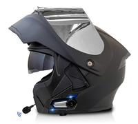 Frcychri Bluetooth Casques Modulables Moto, Approuvé Dot/ECE, Léger, avec Double Visière, Casque Moto Rabattable, avec Doublehaut-Parleur Intégré Microphone, Homme Femme Casque Scooter 7,3X-Large