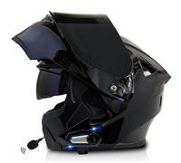 Frcychri Bluetooth Casques Modulables Moto, Approuvé Dot/ECE, Léger, avec Double Visière, Casque Moto Rabattable, avec Doublehaut-Parleur Intégré Microphone, Homme Femme Casque Scooter V,Medium