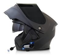 Frcychri Bluetooth Casques Modulables Moto, Approuvé Dot/ECE, Léger, avec Double Visière, Casque Moto Rabattable, avec Doublehaut-Parleur Intégré Microphone, Homme Femme Casque Scooter 6,3X-Large