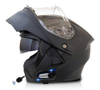 Frcychri Bluetooth Casques Modulables Moto, Approuvé Dot/ECE, Léger, avec Double Visière, Casque Moto Rabattable, avec Doublehaut-Parleur Intégré Microphone, Homme Femme Casque Scooter 1,3X-Large