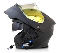 Frcychri Bluetooth Casques Modulables Moto, Approuvé Dot/ECE, Léger, avec Double Visière, Casque Moto Rabattable, avec Doublehaut-Parleur Intégré Microphone, Homme Femme Casque Scooter S,X-Large