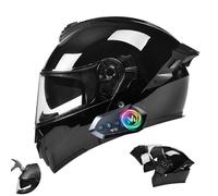 Frcychri Bluetooth Flip-Up Casque Modulable Moto - Intégral Casque À Rabat - avec Anti-buée Pliante Double Visière - Homologué ECE 22.06 pour Adultes Hommes Et Femmes Scooter C,2X-Large