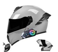 Frcychri Bluetooth Flip-Up Casque Modulable Moto - Intégral Casque À Rabat - avec Anti-buée Pliante Double Visière - Homologué ECE 22.06 pour Adultes Hommes Et Femmes Scooter F,2X-Large