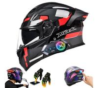 Frcychri Bluetooth Flip-Up Casque Moto Modulable Intégral - Feu Arrière LED Et Anti-Buée Pliante Double Visière - Homologué ECE 22.06, Léger, pour Homme Femme Scooter, Cyclomoteur K,2X-Large