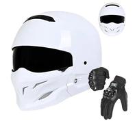 Frcychri Bluetooth Modulable Casque Moto, Flip Up Double Visière Anti-Buée, ECE Homologué, Microphone, Gants Inclus, Doublure Confortable, Casque Scooter Integra, Homme Femme Cyclomoteur Q,X-Large