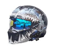 Frcychri Bluetooth Modulaires Moto pour Unisex-Adulte, Chapeau De Sécurité Amovible pour Vélo, Homologué ECE, pour Anti-Collision Casque Scooter Casque, Adultes Hommes Femmes 6,Medium