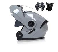 Frcychri Casque De Moto Modulable, Flip Up Casque Moto, ECE Homologué avec Double Visière Anti-Buée, avec Gants Et Protection Faciale, pour Homme Femme Scooter Cruiser Cyclomoteur O,Medium