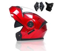 Frcychri Casque De Moto Modulable, Flip Up Casque Moto, ECE Homologué avec Double Visière Anti-Buée, avec Gants Et Protection Faciale, pour Homme Femme Scooter Cruiser Cyclomoteur J,Large