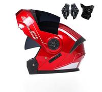 Frcychri Casque De Moto Modulable, Flip Up Casque Moto, ECE Homologué avec Double Visière Anti-Buée, avec Gants Et Protection Faciale, pour Homme Femme Scooter Cruiser Cyclomoteur L,Large