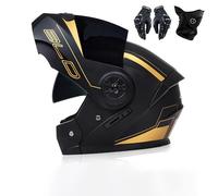 Frcychri Casque De Moto Modulable, Flip Up Casque Moto, ECE Homologué avec Double Visière Anti-Buée, avec Gants Et Protection Faciale, pour Homme Femme Scooter Cruiser Cyclomoteur M,Small