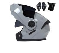 Frcychri Casque De Moto Modulable, Flip Up Casque Moto, ECE Homologué avec Double Visière Anti-Buée, avec Gants Et Protection Faciale, pour Homme Femme Scooter Cruiser Cyclomoteur P,Small