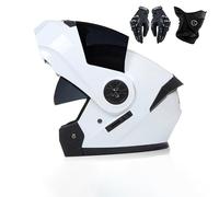 Frcychri Casque De Moto Modulable, Flip Up Casque Moto, ECE Homologué avec Double Visière Anti-Buée, avec Gants Et Protection Faciale, pour Homme Femme Scooter Cruiser Cyclomoteur Y,X-Large