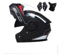 Frcychri Casque De Moto Modulable, Flip Up Casque Moto, ECE Homologué avec Double Visière Anti-Buée, avec Gants Et Protection Faciale, pour Homme Femme Scooter Cruiser Cyclomoteur Q,Large