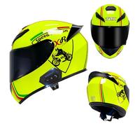 Frcychri Casque De Moto Modulaire Bluetooth, Casque À Rabat pour Adultes avec Double Visière, Respirante Et Confortable, Casque Homologué ECE Scooter pour Adultes E,3X-Large