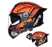 Frcychri Casque De Moto Modulaire Bluetooth, Casque Moto Homme Avant Rabattable Modulaire, Homologué ECE avec Double Visière, Casque Scooter, pour Hommes Femmes C,X-Large