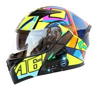 Frcychri Casque De Moto Modulaire Bluetooth, Casque Moto Intégral avec Double Visière, Casque Scooter, Casques De Moto ECE Homologué, Casque Avant Rabattable, pour Hommes Femmes C,X-Large