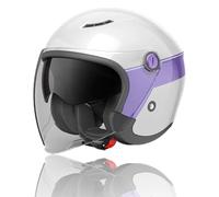 Frcychri Casque De Moto Ouvert Vintage, Moto Électrique Rétro avec Visière De Casque, Casque De Motard Jet Vintage 3/4 avec Certificat ECE, pour Hommes Femmes C,X-Large