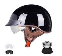 Frcychri Casque De Moto Vintage Cuir RETR, Casque Bol Moto Homologué ECE, pour Homme Et Femme Adultes Demi-Casques, pour Vélos Motos Scooter I,XL (60-61)