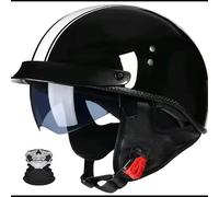 Frcychri Casque De Moto Vintage Cuir RETR, Demi-Casque De Moto Allemand Rétro, Casque Scooter, Casque Bol Moto Homologué ECE, pour Homme Et Femme Adultes Demi-Casques B,M (22.44-22.83IN)