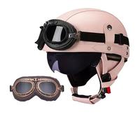 Frcychri Casque De Moto Vintage Cuir Retro, Casque Moto Casque Bol Vintage, avec Lunettes Casque Bol Homologué ECE, pour Homme Et Femme Adultes Demi-Casques M,M (57-58CM)