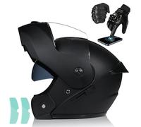 Frcychri Casque Flip Up Modulaire Moto avec Double Visière Anti-Buée Ventilation - Homologué ECE 22.06 pour Adultes Hommes Femmes Cyclomoteur A,Medium