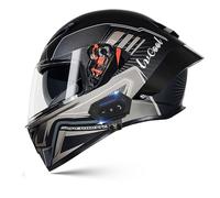 Frcychri Casque Intégral du Visage Moto Bluetooth Casque, Casque Moto Intégrée Double Visière pour Adultes Hommes Femmes Cyclomoteur ECE, Scooters, Cruisers Balades sur Route U,2X-Large