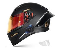 Frcychri Casque Intégral du Visage Moto Bluetooth Casque, Casque Moto Intégrée Double Visière pour Adultes Hommes Femmes Cyclomoteur ECE, Scooters, Cruisers Balades sur Route A,X-Large