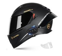 Frcychri Casque Intégral du Visage Moto Bluetooth Casque, Casque Moto Intégrée Double Visière pour Adultes Hommes Femmes Cyclomoteur ECE, Scooters, Cruisers Balades sur Route G,X-Large