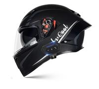 Frcychri Casque Intégral du Visage Moto Bluetooth Casque, Casque Moto Intégrée Double Visière pour Adultes Hommes Femmes Cyclomoteur ECE, Scooters, Cruisers Balades sur Route K,2X-Large