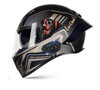 Frcychri Casque Intégral du Visage Moto Bluetooth Casque, Casque Moto Intégrée Double Visière pour Adultes Hommes Femmes Cyclomoteur ECE, Scooters, Cruisers Balades sur Route J,X-Large