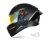 Frcychri Casque Intégral du Visage Moto Bluetooth Casque, Casque Moto Intégrée Double Visière pour Adultes Hommes Femmes Cyclomoteur ECE, Scooters, Cruisers Balades sur Route M,Large
