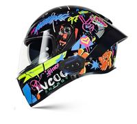 Frcychri Casque Intégral du Visage Moto Bluetooth Casque, Casque Moto Intégrée Double Visière pour Adultes Hommes Femmes Cyclomoteur ECE, Scooters, Cruisers Balades sur Route Y,Large