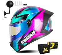 Frcychri Casque Intégral du Visage Moto Casque Flip Up Modulaire Moto avec Double Visière Anti-Buée Ventilation, Léger, Homologué ECE 22.06 pour Adulte Homme Et Femme Casque Scooter P,X-Large