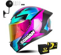 Frcychri Casque Intégral du Visage Moto Casque Flip Up Modulaire Moto avec Double Visière Anti-Buée Ventilation, Léger, Homologué ECE 22.06 pour Adulte Homme Et Femme Casque Scooter O,Large