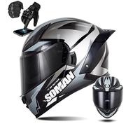 Frcychri Casque Intégral du Visage Moto Casque Flip Up Modulaire Moto avec Double Visière Anti-Buée Ventilation, Léger, Homologué ECE 22.06 pour Adulte Homme Et Femme Casque Scooter P,X-Large