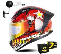 Frcychri Casque Intégral du Visage Moto Casque Flip Up Modulaire Moto avec Double Visière Anti-Buée Ventilation, Léger, Homologué ECE 22.06 pour Adulte Homme Et Femme Casque Scooter C,2X-Large