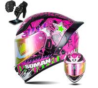 Frcychri Casque Intégral du Visage Moto Casque Flip Up Modulaire Moto avec Double Visière Anti-Buée Ventilation, Léger, Homologué ECE 22.06 pour Adulte Homme Et Femme Casque Scooter N,Small