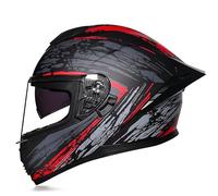 Frcychri Casque Intégral Modulable Moto, Homologué ECE, Anti-Buée Pliante Double Visière, Ventilation Efficace Doublure Amovible, Hommes Femmes Scooter VTT Anti-Collision Moto Électrique C,Large