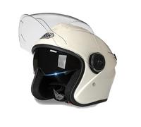 Frcychri Casque Jet De Moto, Casques De Moto Ouverts À Double, Casque De Motard Jet Vintage 3/4, pour Hommes Femmes Homologué ECE Casque Moto Vélo Scooter Chopper C,X-Large